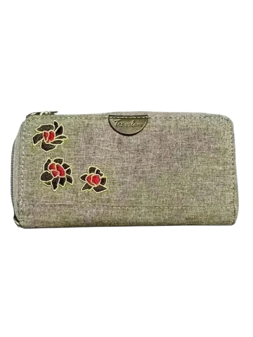 Travelon Gray Floral RFID Zip Around Wallet Organizer